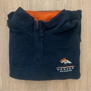Vintage Denver Broncos NFL Fleece Pullover Quarter Zip Navy Orange Men’s 3XL